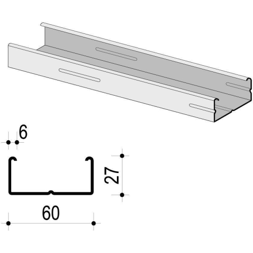 CD-Deckenprofil 27/60/27mm  (8Stk/Handbund;192 GB) 4,00m / Stk.